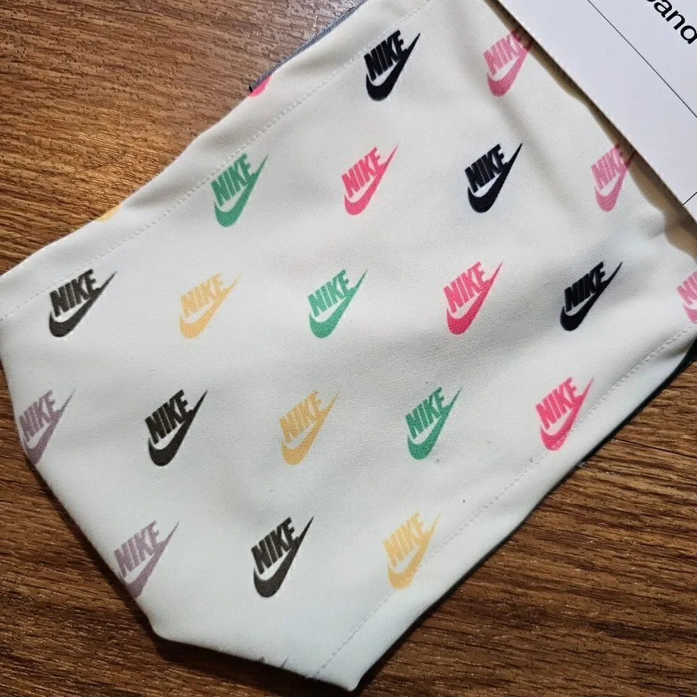 Nike Dri-Fit Wide Headband AOP Logos Off-White Black Pink Gold Unisex Elastic LE
